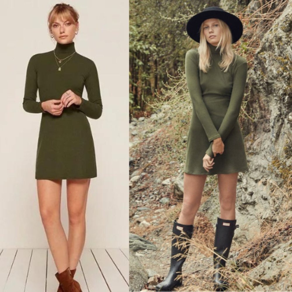 SOLD | Reformation Olive Green Long Sleeve Dress